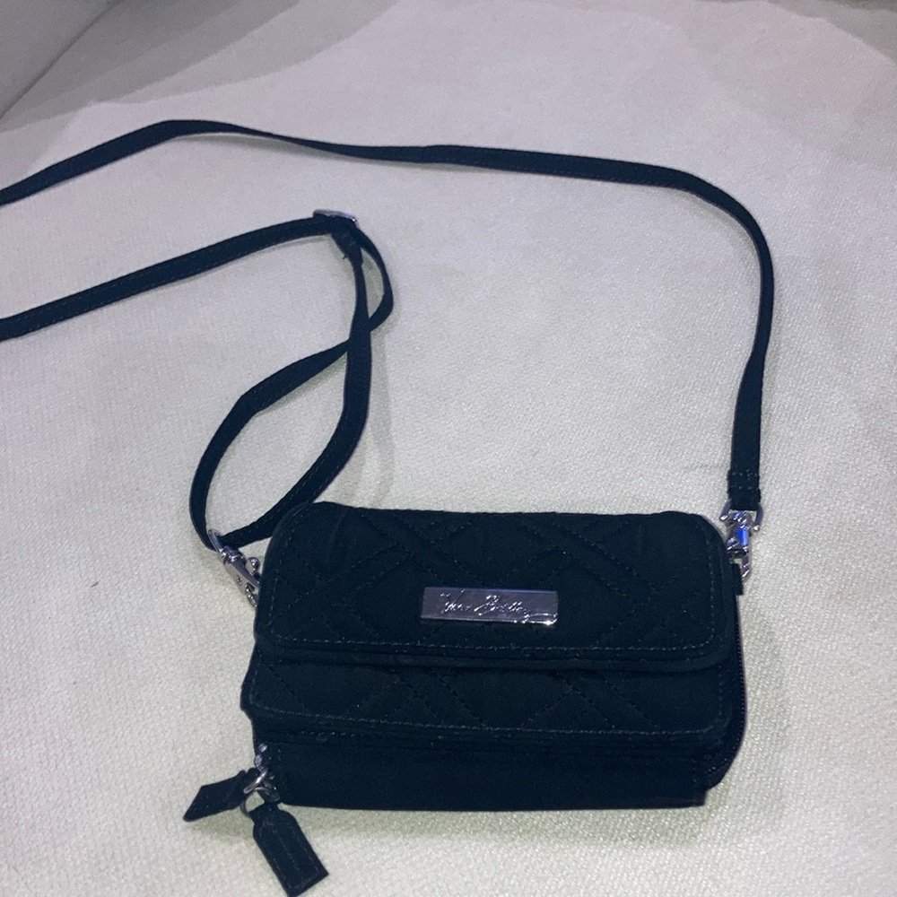 Vera Bradley All In One Black Microfiber Crossbody - EUC